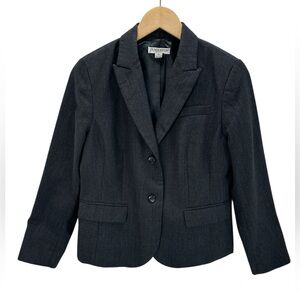 Pendleton Petite Charcoal Virgin Wool Blazer Jacket USA Heritage Old Money 10